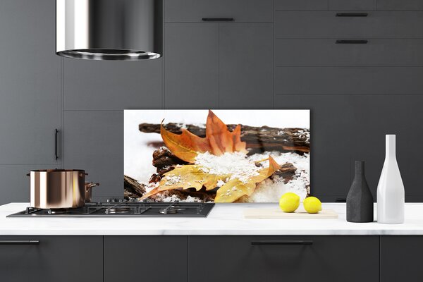 Panou sticla bucatarie Leaf Floral Brown