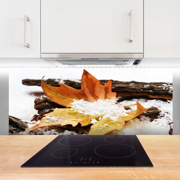 Panou sticla bucatarie Leaf Floral Brown