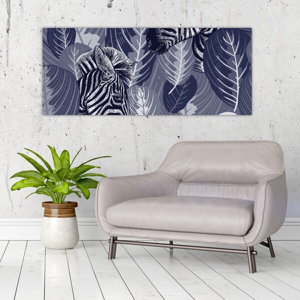 Tablou - Zebre albastre (120x50 cm)