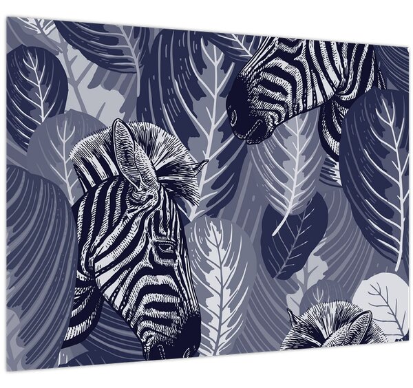Tablou - Zebre albastre (70x50 cm)