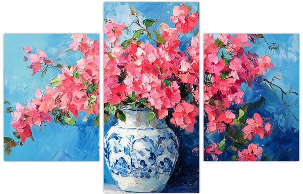 Tablou - Vază cu flori roz (90x60 cm)