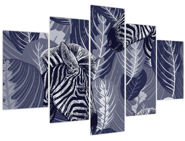 Tablou - Zebre albastre (150x105 cm)