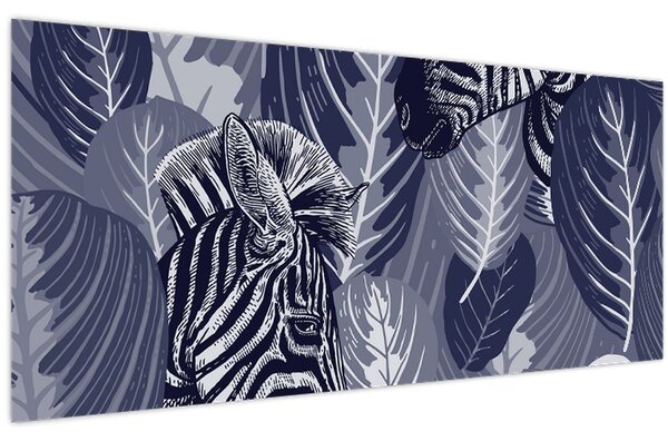Tablou - Zebre albastre (120x50 cm)