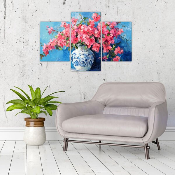 Tablou - Vază cu flori roz (90x60 cm)
