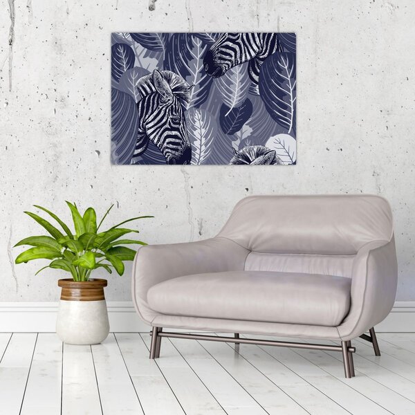 Tablou - Zebre albastre (70x50 cm)