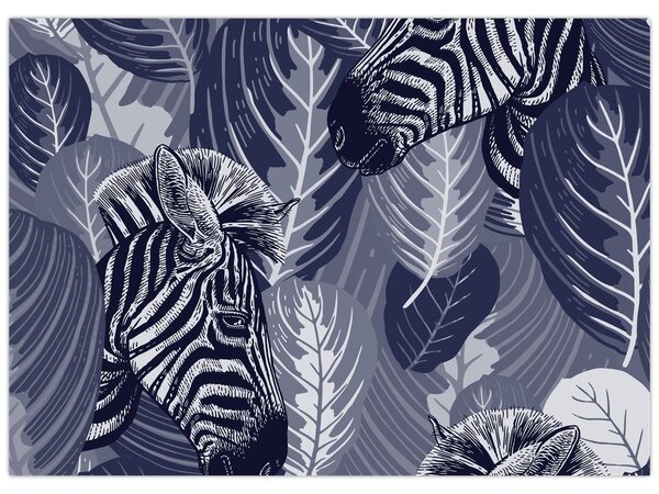 Tablou - Zebre albastre (70x50 cm)