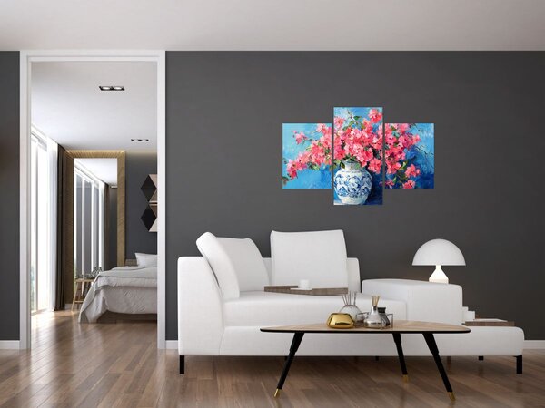Tablou - Vază cu flori roz (90x60 cm)