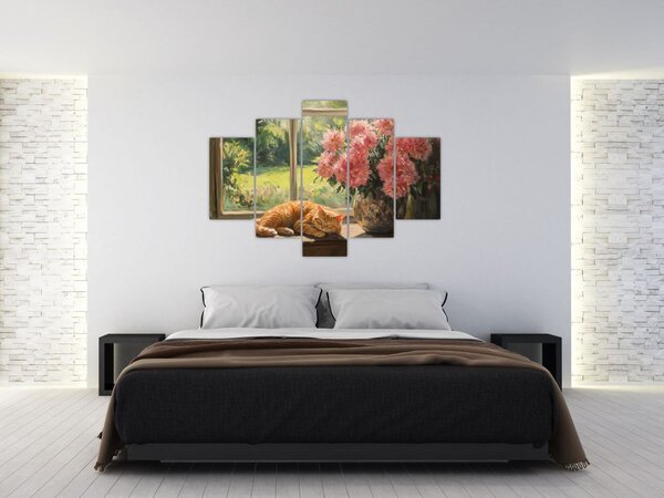 Tablou - Pisică la fereastră (150x105 cm)