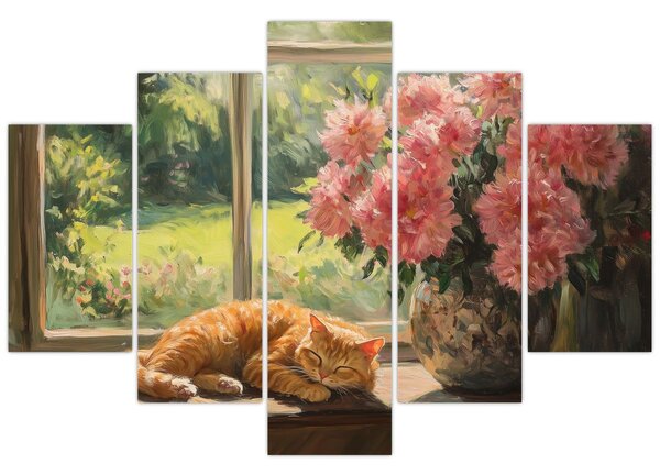 Tablou - Pisică la fereastră (150x105 cm)