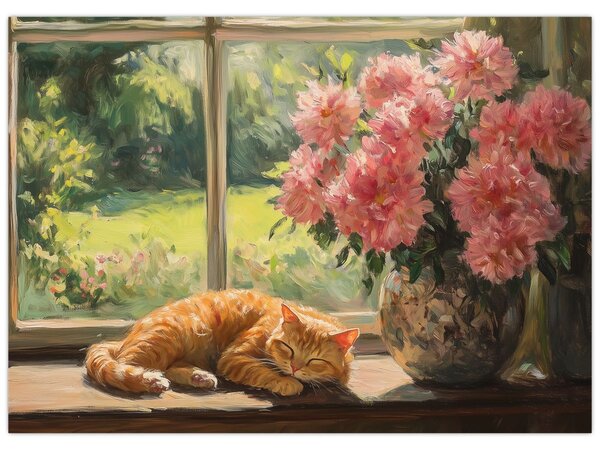 Tablou - Pisică la fereastră (70x50 cm)