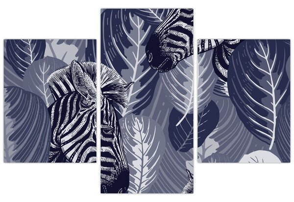 Tablou - Zebre albastre (90x60 cm)