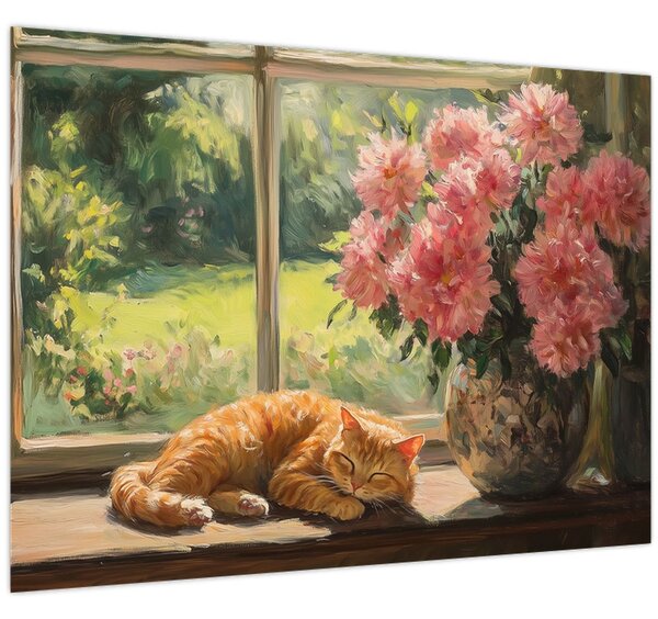 Tablou - Pisică la fereastră (70x50 cm)