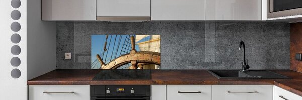 Panou sticlă decorativa bucătărie Cârma pe iaht