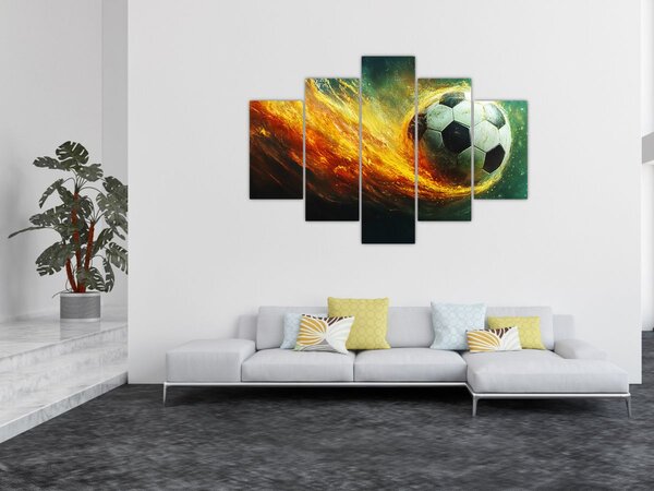 Tablou - Minge de Fotbal în Zbor (150x105 cm)