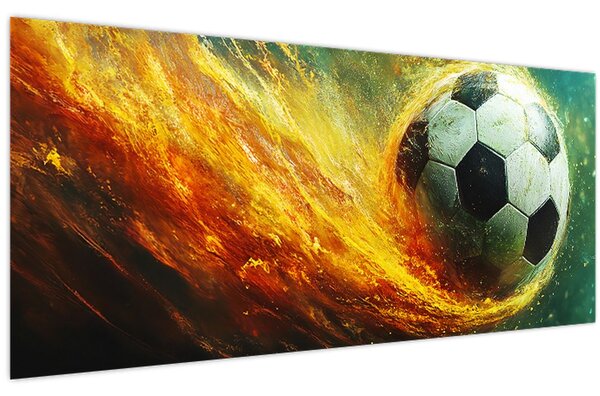 Tablou - Minge de Fotbal în Zbor (120x50 cm)