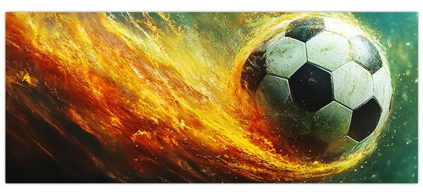 Tablou - Minge de Fotbal în Zbor (120x50 cm)