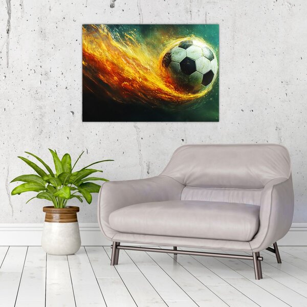 Tablou - Minge de Fotbal în Zbor (70x50 cm)