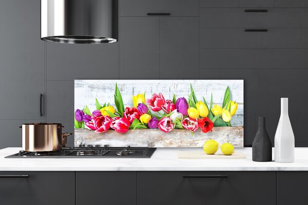 Panou sticla bucatarie Lalele Floral Multi