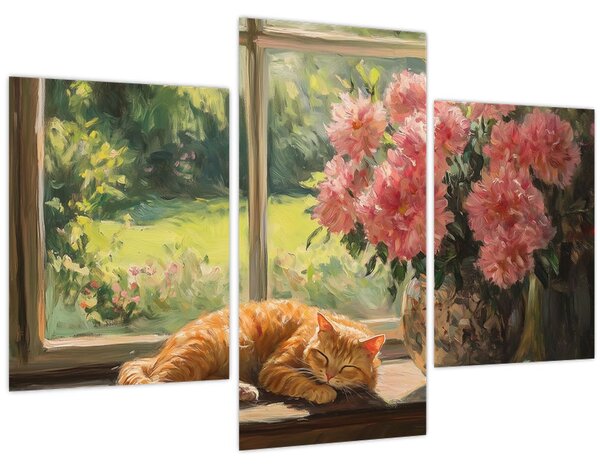 Tablou - Pisică la fereastră (90x60 cm)