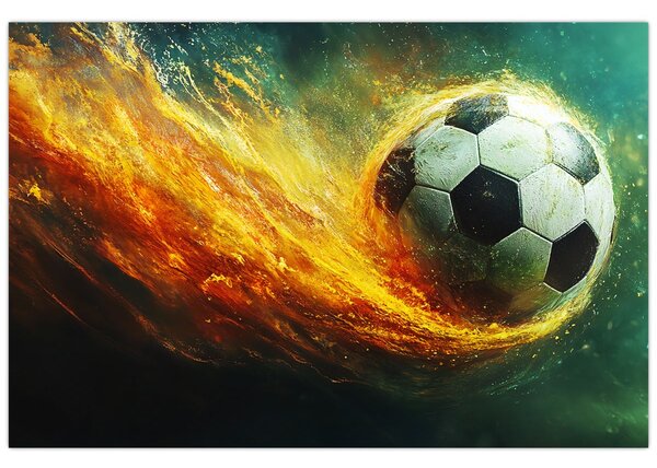 Tablou - Minge de Fotbal în Zbor (90x60 cm)