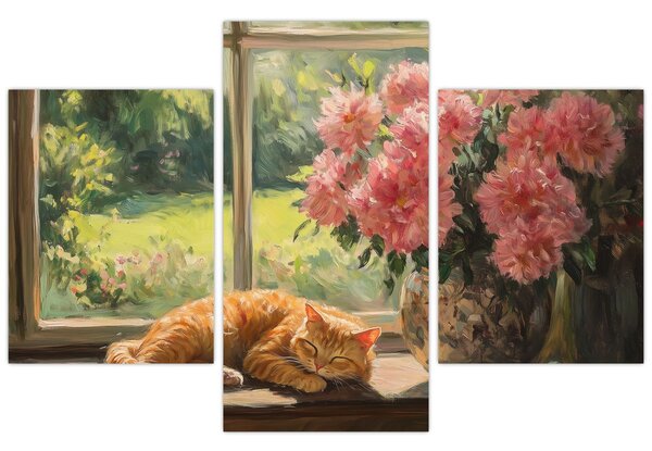 Tablou - Pisică la fereastră (90x60 cm)