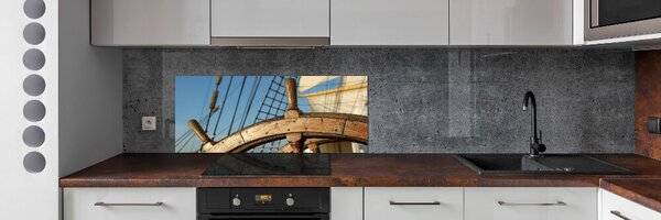 Panou sticlă decorativa bucătărie Cârma pe iaht