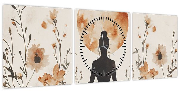 Tablou - Yoga Portocalie (cu ceas) (90x30 cm)