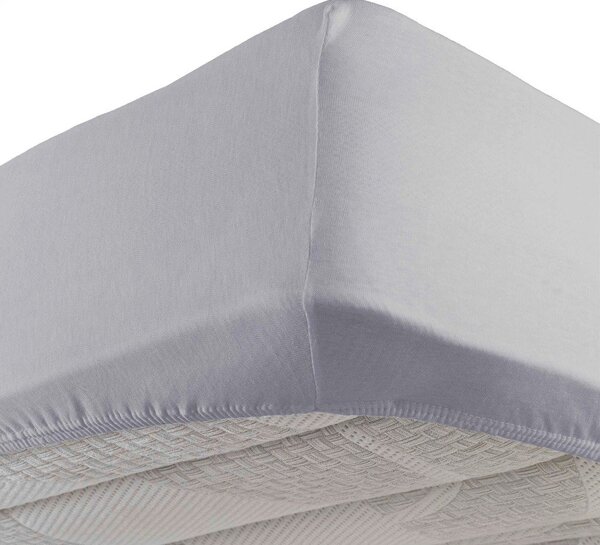 Cearceaf gri deschis din jerseu cu elastic 90x190 cm Jersy – douceur d'intérieur