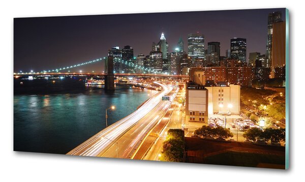 Sticlă bucătărie New York pe timp de noapte