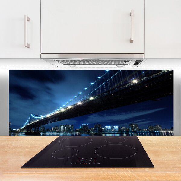 Panou sticla bucatarie Bridge City Arhitectura Negru Albastru