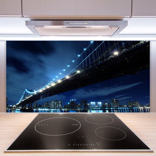Panou sticla bucatarie Bridge City Arhitectura Negru Albastru