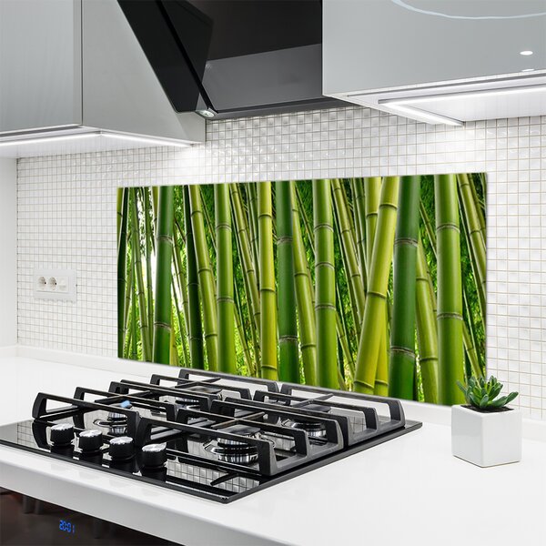 Panou sticla bucatarie Bamboo Tulpini Floral Verde