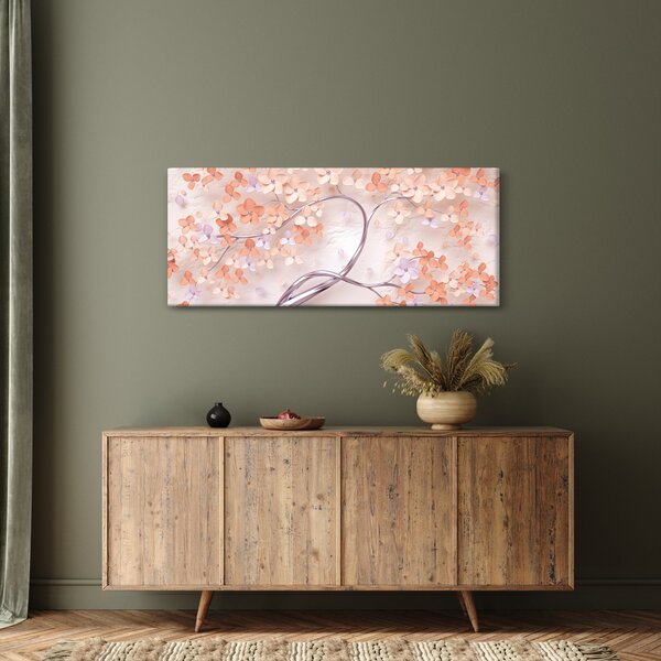 Tablou florilor de pom din coral - abstract (120x50 cm)