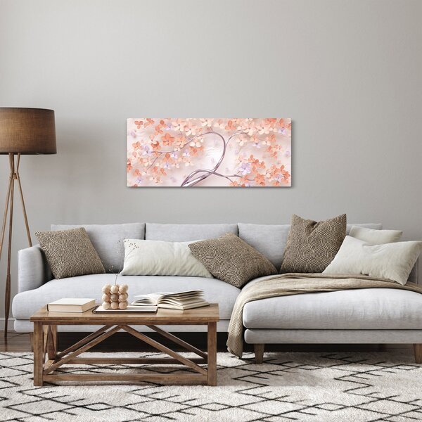 Tablou florilor de pom din coral - abstract (120x50 cm)