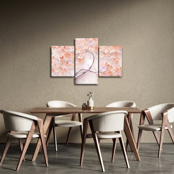 Tablou florilor de pom din coral - abstract (90x60 cm)