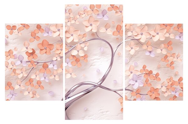 Tablou florilor de pom din coral - abstract (90x60 cm)