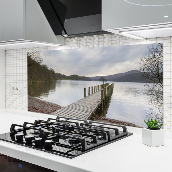 Panou sticla bucatarie Lake Forest Podul Arhitectura Verde Maro Gri