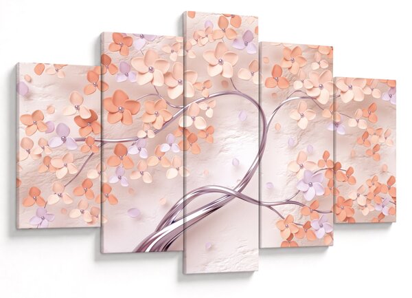 Tablou florilor de pom din coral - abstract (150x105 cm)