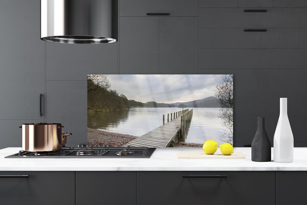 Panou sticla bucatarie Lake Forest Podul Arhitectura Verde Maro Gri