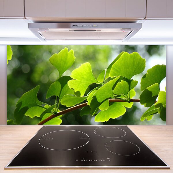 Panou sticla bucatarie Branch Frunze Floral verde maro