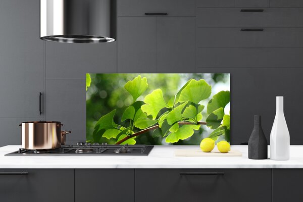 Panou sticla bucatarie Branch Frunze Floral verde maro