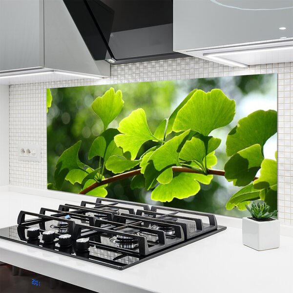 Panou sticla bucatarie Branch Frunze Floral verde maro