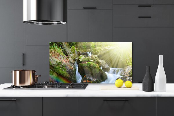 Panou sticla bucatarie Soare Cascada Rainbow Natura Multi