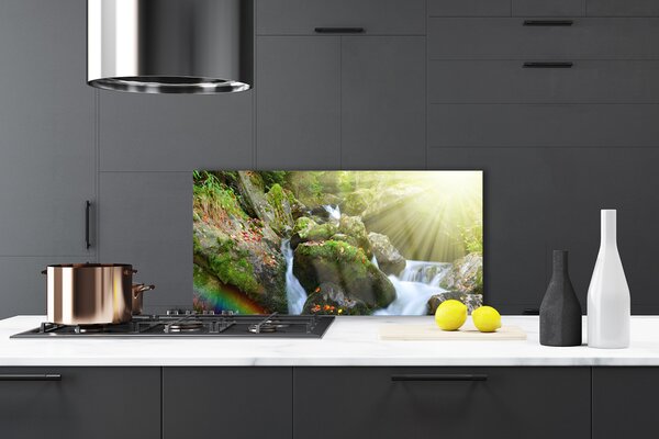 Panou sticla bucatarie Soare Cascada Rainbow Natura Multi