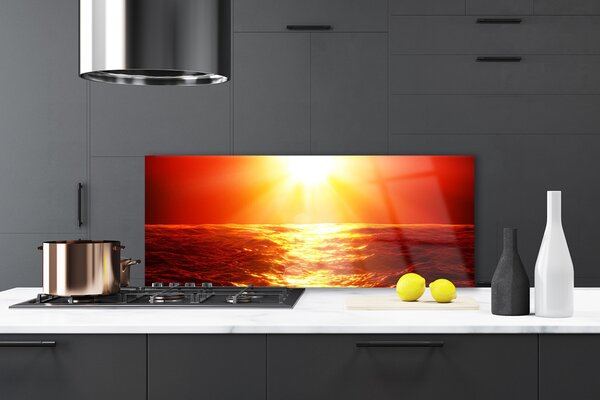 Panou sticla bucatarie Sun Sea Peisaj Galben Portocaliu