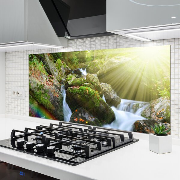 Panou sticla bucatarie Soare Cascada Rainbow Natura Multi