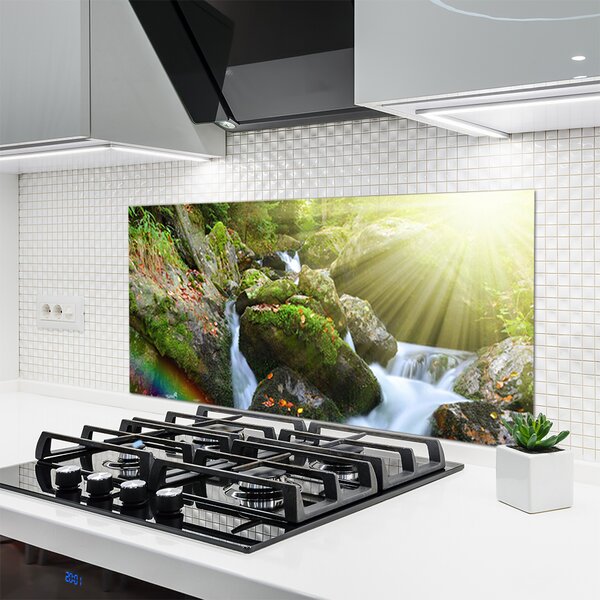 Panou sticla bucatarie Soare Cascada Rainbow Natura Multi