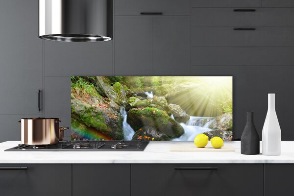 Panou sticla bucatarie Soare Cascada Rainbow Natura Multi