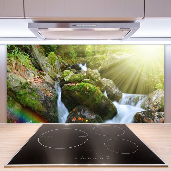 Panou sticla bucatarie Soare Cascada Rainbow Natura Multi