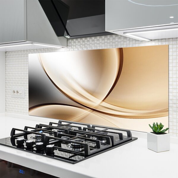 Panou sticla bucatarie Abstract Art Gri Maro Galben